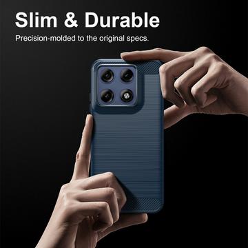 Motorola Edge 70 Pro Børstet TPU Cover - Karbonfiber - blå