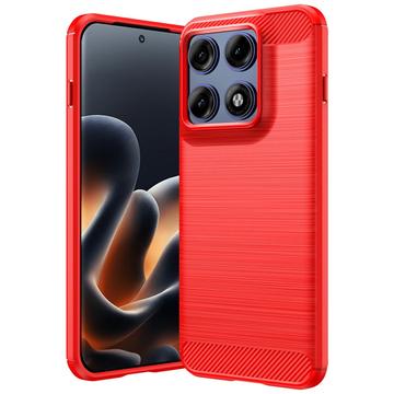 Motorola Edge 70 Pro Børstet TPU Cover - Karbonfiber - rød