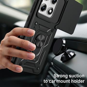 Motorola Edge 70 Pro Roterende Ring Hybrid Cover med Kameraskjold - Sort