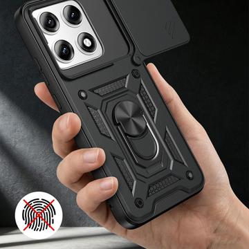 Motorola Edge 70 Pro Roterende Ring Hybrid Cover med Kameraskjold - Sort