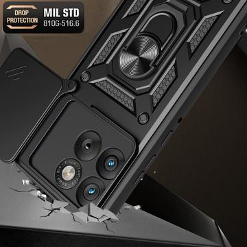 Motorola Edge 70 Roterende Ring Hybrid Cover med Kameraskjold - Sort
