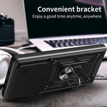 Motorola Edge 70 Roterende Ring Hybrid Cover med Kameraskjold - Sort