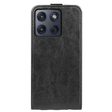 Motorola Edge 70 Vertikal Flip Etui med Kortholder - Sort