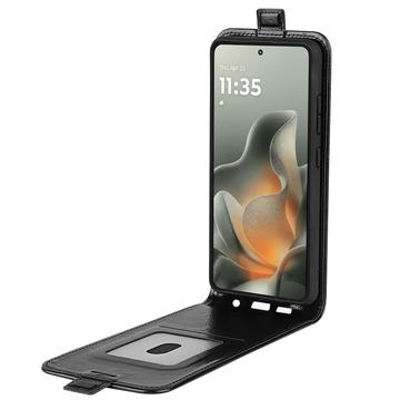 Motorola Edge 70 Vertikal Flip Etui med Kortholder - Sort