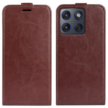 Motorola Edge 70 Vertikal Flip Etui med Kortholder - Brun