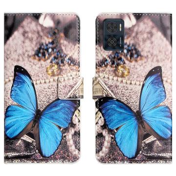 Motorola Moto E14 Style Series Pung - Blå Sommerfugl