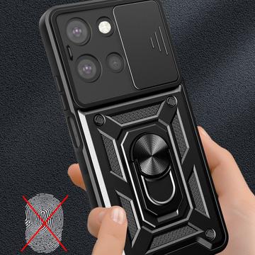 Motorola Moto G (2025) Roterende Ring Hybrid Cover med Kameraskjold - Blå