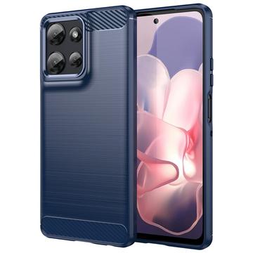 Motorola Moto G Power (2025) Børstet TPU Cover - Karbonfiber - Blå
