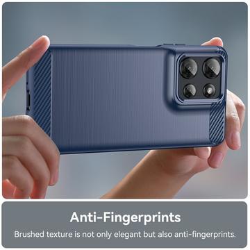 Motorola Moto G Power (2025) Børstet TPU Cover - Karbonfiber - Blå
