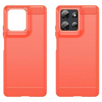 Motorola Moto G Power (2025) Børstet TPU Cover - Karbonfiber - Rød