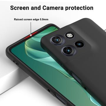 Motorola Moto G Power (2025) Flydende silikone cover med håndrem - sort