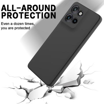 Motorola Moto G Power (2025) Flydende silikone cover med håndrem - sort