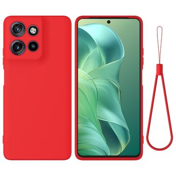 Motorola Moto G Power (2025) Flydende silikone cover med håndrem - rød