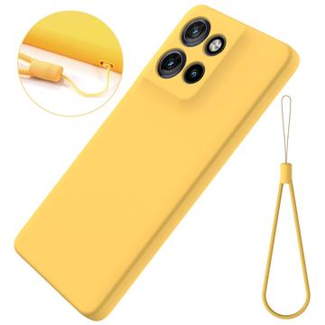 Motorola Moto G Power (2025) Flydende silikone cover med håndrem - gul