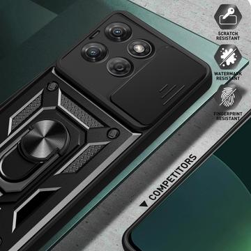 Motorola Moto G Power (2025) Roterende Ring Hybrid Cover med Kameraskjold - Sort
