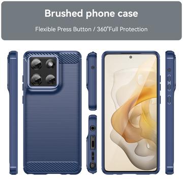 Motorola Moto G Stylus 5G (2025) Børstet TPU Cover - Karbonfiber - blå