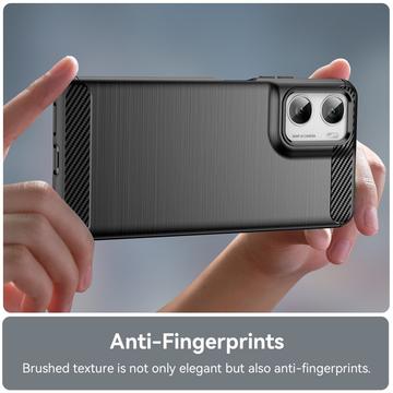 Motorola Moto G06/G06 Power Børstet TPU Cover - Karbonfiber - Sort