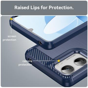 Motorola Moto G06/G06 Power Børstet TPU Cover - Karbonfiber - blå