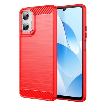 Motorola Moto G06/G06 Power Børstet TPU Cover - Karbonfiber - rød