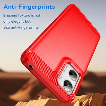 Motorola Moto G06/G06 Power Børstet TPU Cover - Karbonfiber - rød