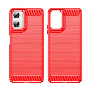 Motorola Moto G06/G06 Power Børstet TPU Cover - Karbonfiber - rød