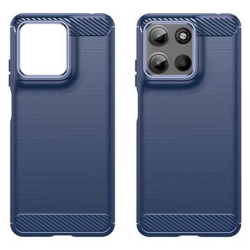 Motorola Moto G15 Børstet TPU Cover - Karbonfiber - Blå