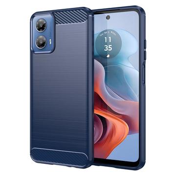 Motorola Moto G34 Børstet TPU Cover - Karbonfiber - Blå