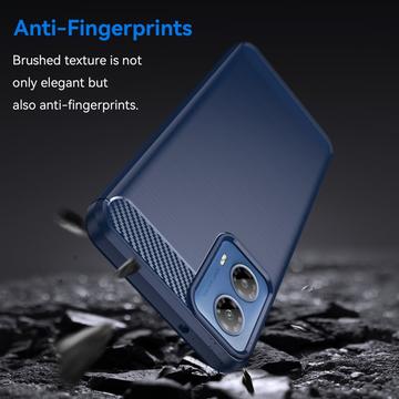 Motorola Moto G34 Børstet TPU Cover - Karbonfiber - Blå