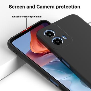 Motorola Moto G34 Liquid Silikone Cover med Strop - Sort