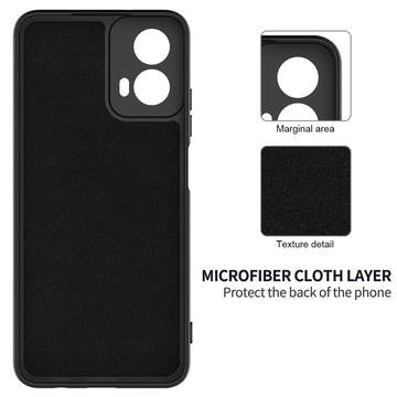 Motorola Moto G34 Liquid Silikone Cover med Strop - Sort