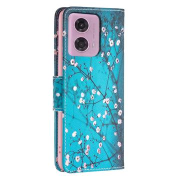 Motorola Moto G34 Wonder Series Pung - Hvid Blomster