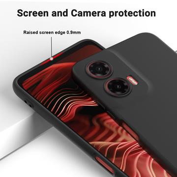 Motorola Moto G35 Liquid Silikone Cover med Strop - Sort