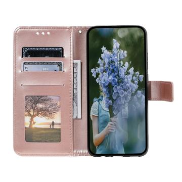 Motorola Moto G37 Power Mandala Etui med Pung med håndledsrem - lyserød