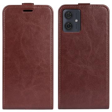 Motorola Moto G54 Vertikal Flip Taske med Kortholder - Brun