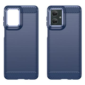 Motorola Moto G55 Børstet TPU Cover - Karbonfiber - Blå