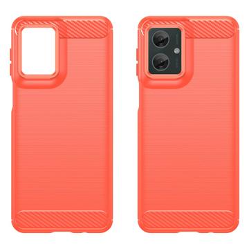 Motorola Moto G55 Børstet TPU Cover - Karbonfiber - Rød