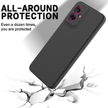 Motorola Moto G55 Liquid Silikone Cover med Strop - Sort