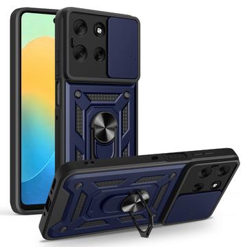 Motorola Moto G56 Roterende Ring Hybrid Cover med Kameraskjold - Blå
