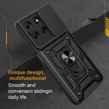 Motorola Moto G56 Roterende Ring Hybrid Cover med Kameraskjold - Blå