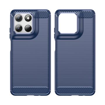 Motorola Moto G67 Power/G57 Power/G57 Børstet TPU Cover - Karbonfiber - blå