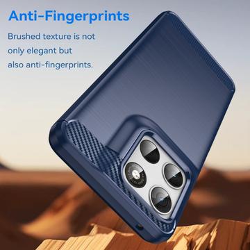 Motorola Moto G67 Power/G57 Power/G57 Børstet TPU Cover - Karbonfiber - blå