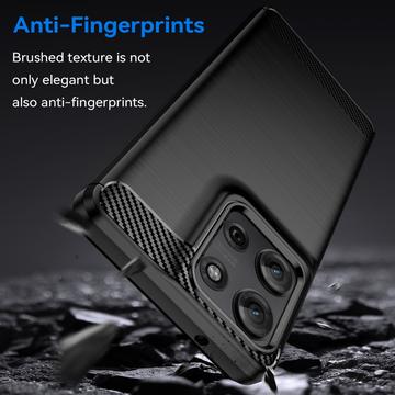 Motorola Moto G75 Børstet TPU Cover - Karbonfiber - Sort