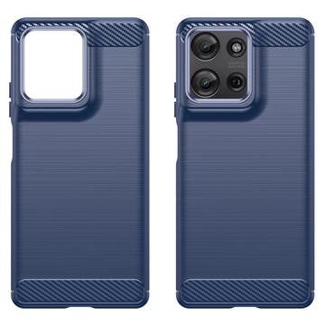 Motorola Moto G75 Børstet TPU Cover - Karbonfiber - Blå