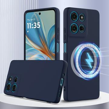 Motorola Moto G75 Liquid Silikone Cover - MagSafe Kompatibel - Mørkeblå