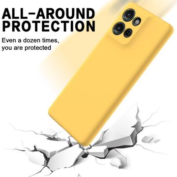 Motorola Moto G75 Flydende silikone cover med håndrem - gul