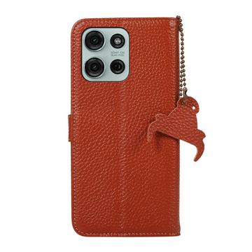 Motorola Moto G75 Læderpung med RFID - Brun