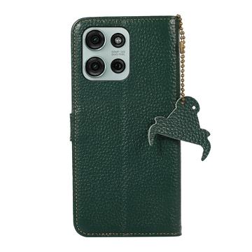 Motorola Moto G75 Læderpung med RFID - Grøn