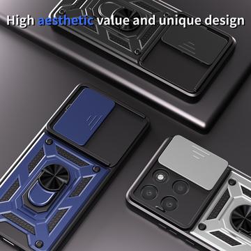 Motorola Moto G77/G67 Roterende Ring Hybrid Cover med Kameraskjold - Blå