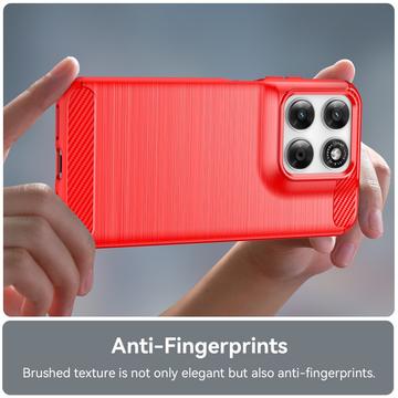 Motorola Moto G77/G67 Børstet TPU Cover - Karbonfiber - rød