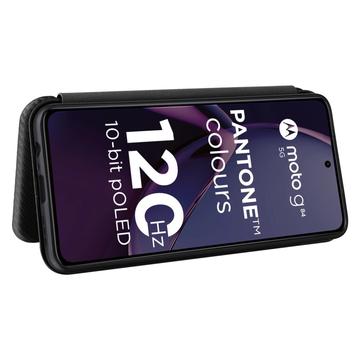 Motorola Moto G84 Flip Cover - Karbonfiber - Sort